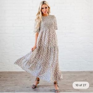 Smocked floral maxi dress